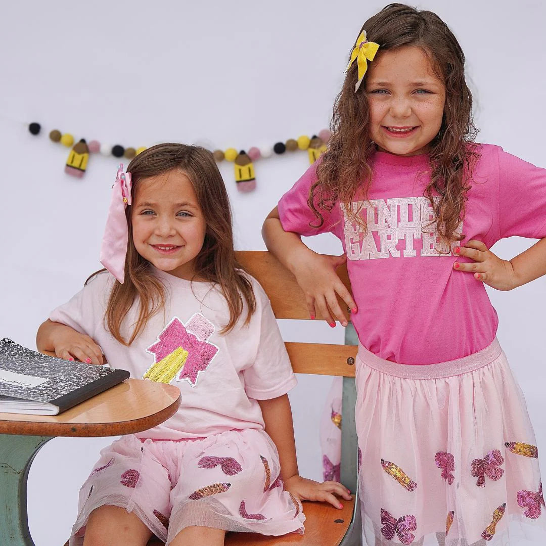 Kindergarten Sequin Patch Short Sleeve T-Shirt