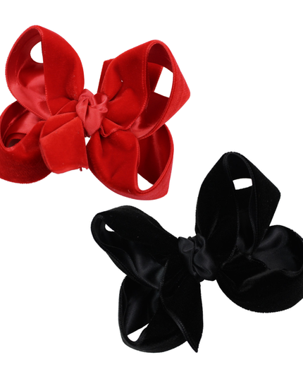 VELVET HAIR BOWS ON ALLIGATOR CLIP: White