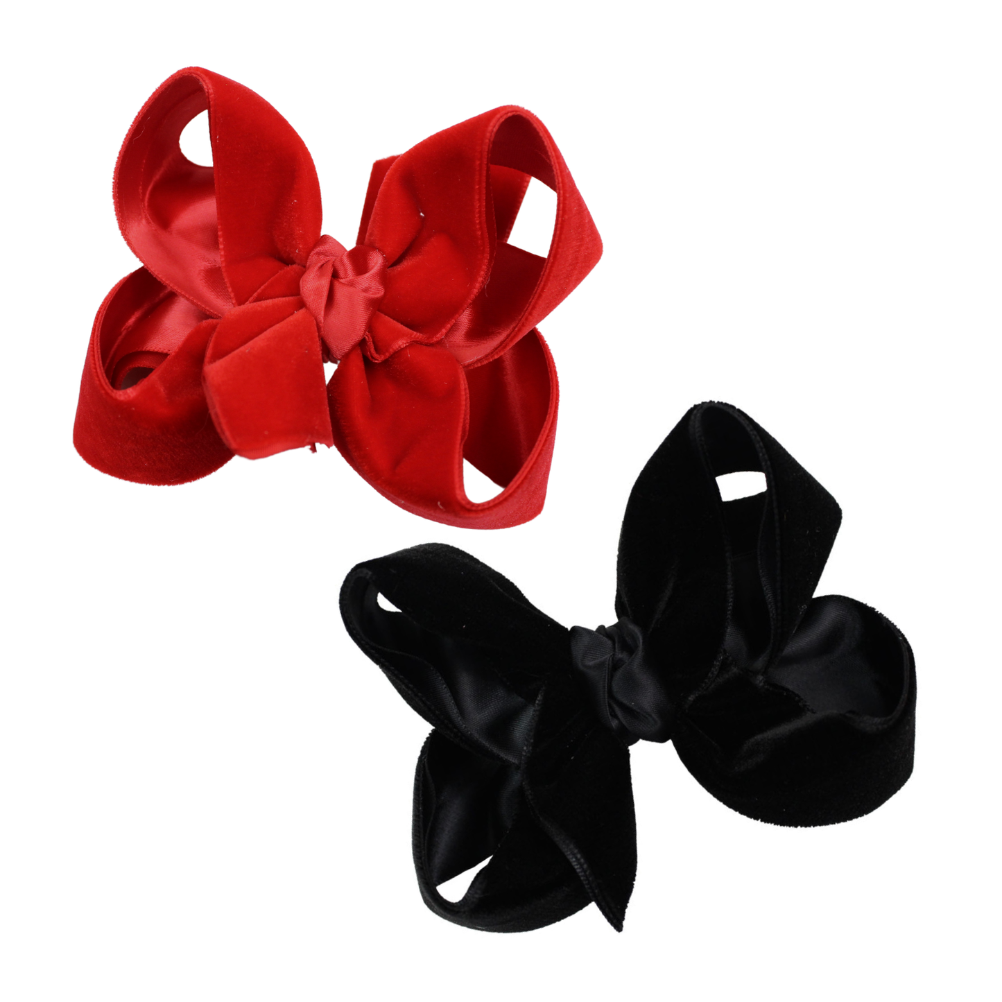 VELVET HAIR BOWS ON ALLIGATOR CLIP: White
