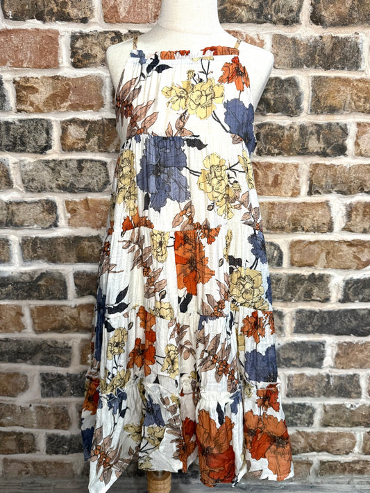 Linen Botanical Tiered Tank Dress