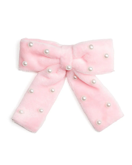 Pink Velvet Pearl Bow