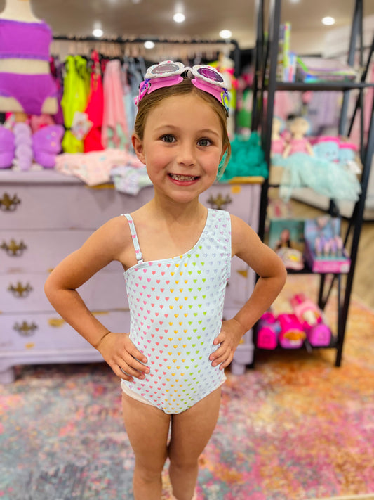One Shoulder One Piece Swimsuit | Blue Hearts