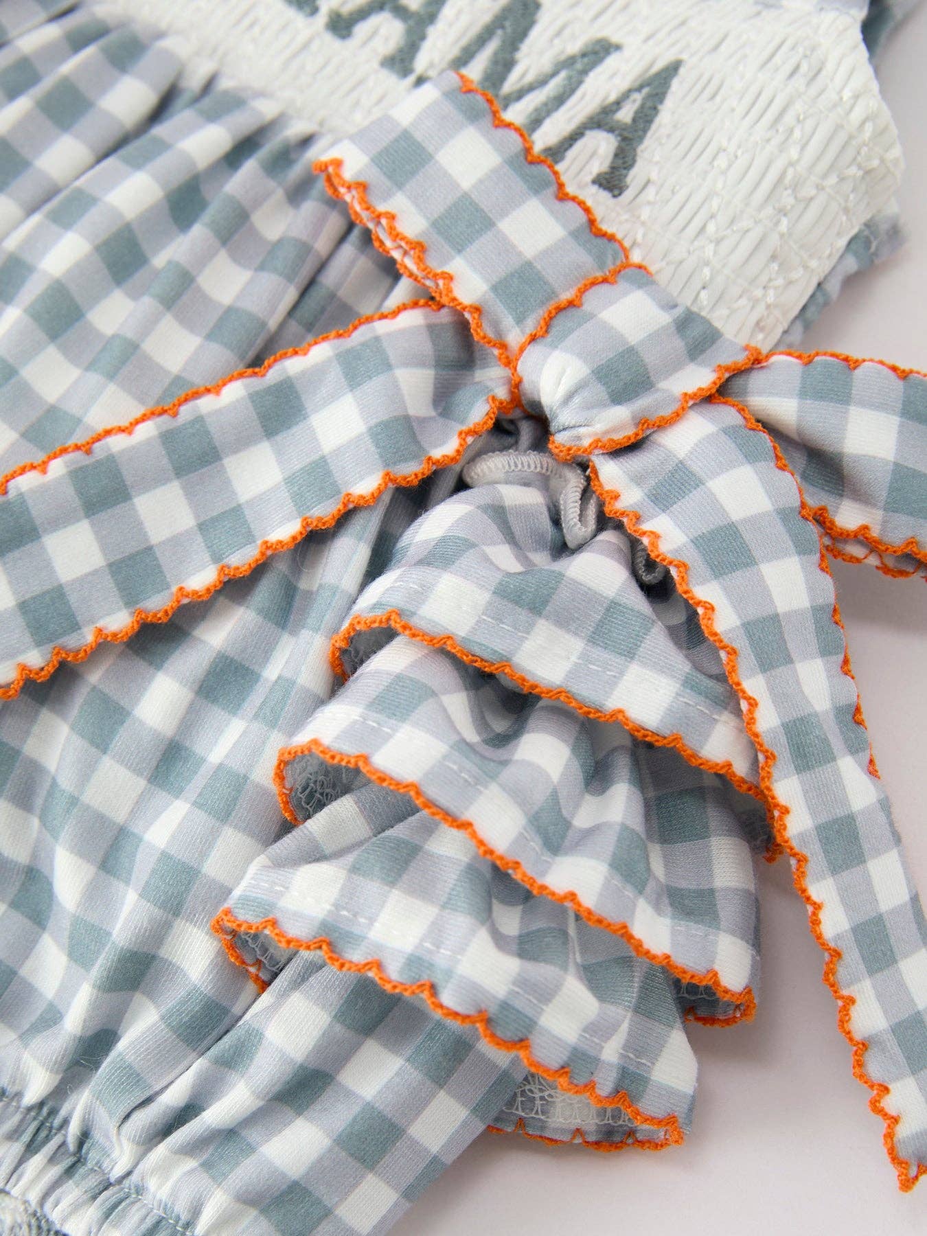 I ❤ MAMA” Girls Smocked Ruffle Romper
