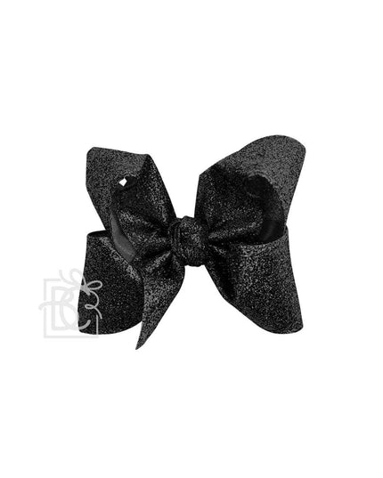 GLITTER METALLIC BOW ON CLIP: 6.5" Jumbo - 2.5" Ribbon on Lg. Alligator Clip / ROYAL BLUE