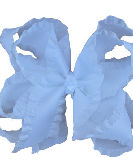6” Double Ruffle Bow | White
