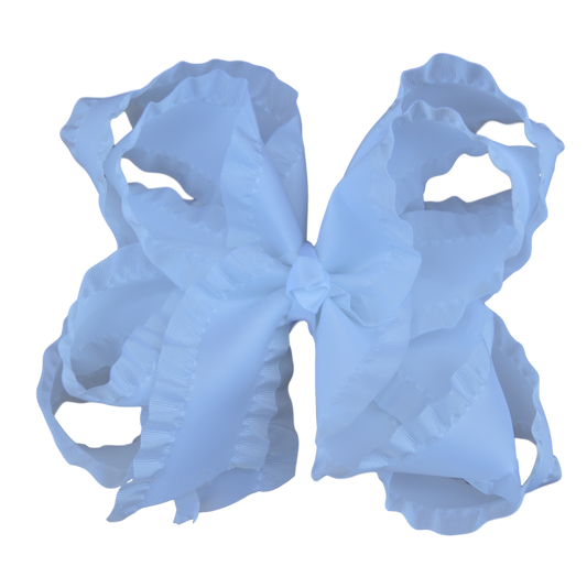 6” Double Ruffle Bow | White