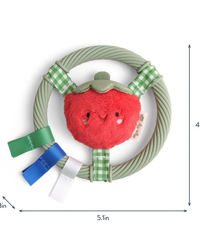 Itzy Ring Pal™ - Teething Ring with Plush Character: Red Tomato