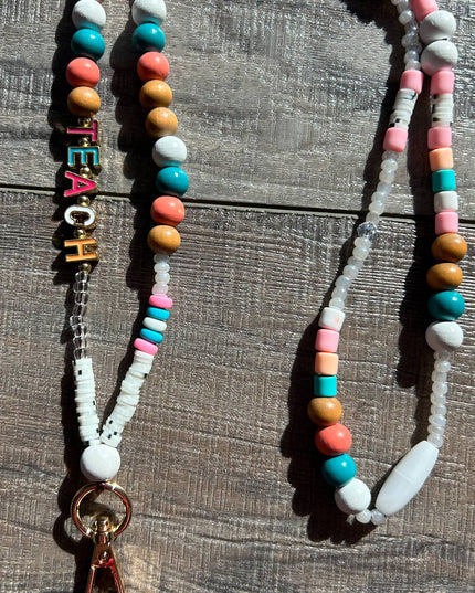 Teach Colorful Beaded Lanyard with Breakaway Clasp