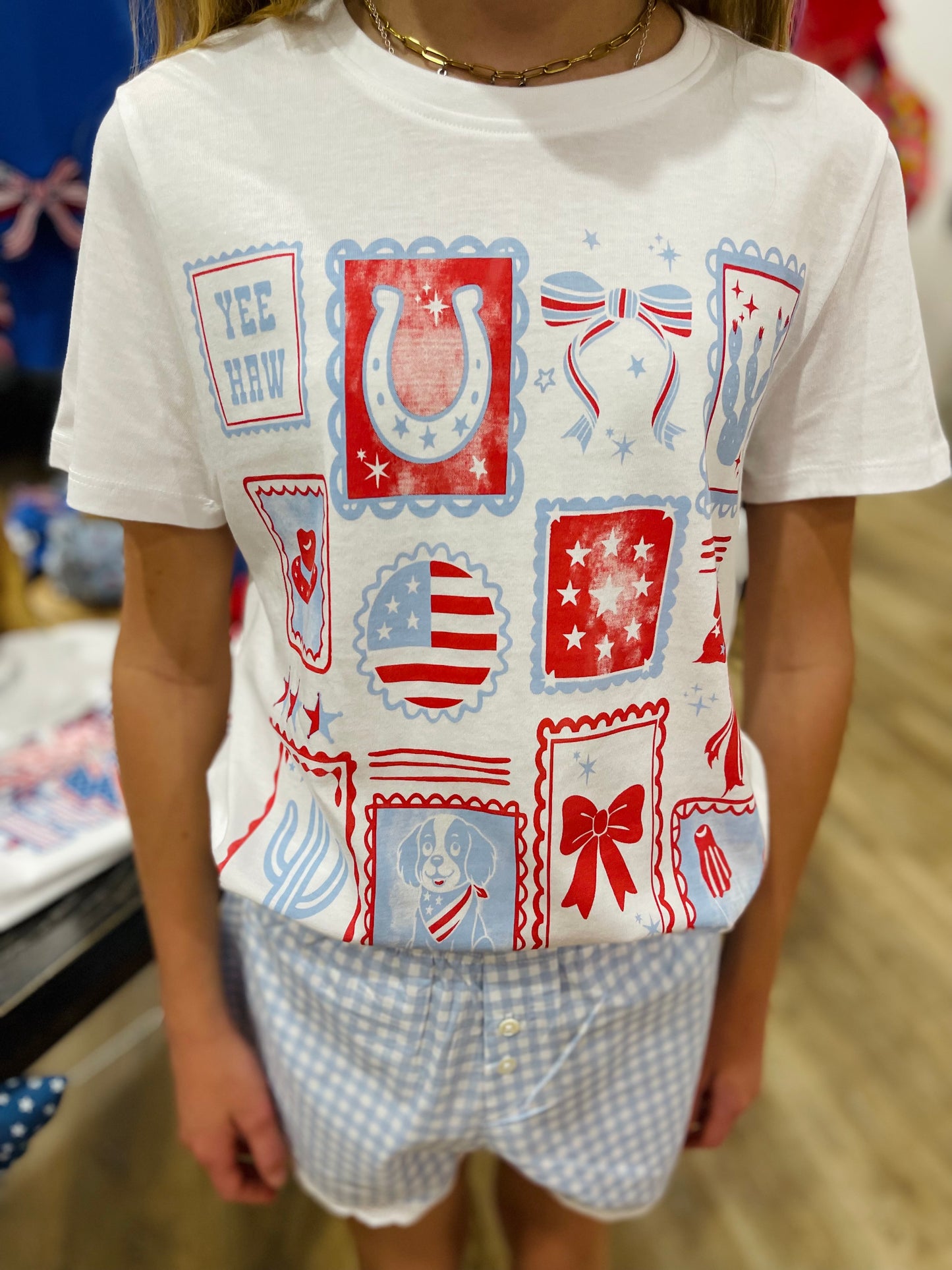 Americana Icons Grid Tee | White
