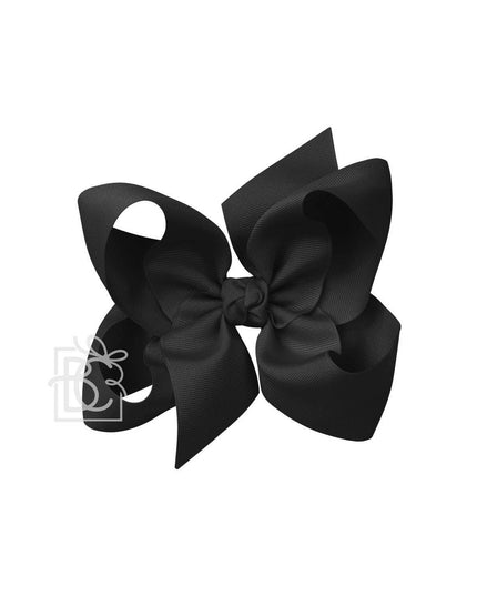SIGNATURE GROSGRAIN BOW ON CLIP: 6.5" Jumbo - 2.25" Ribbon on Lg. Alligator Clip / BLACK
