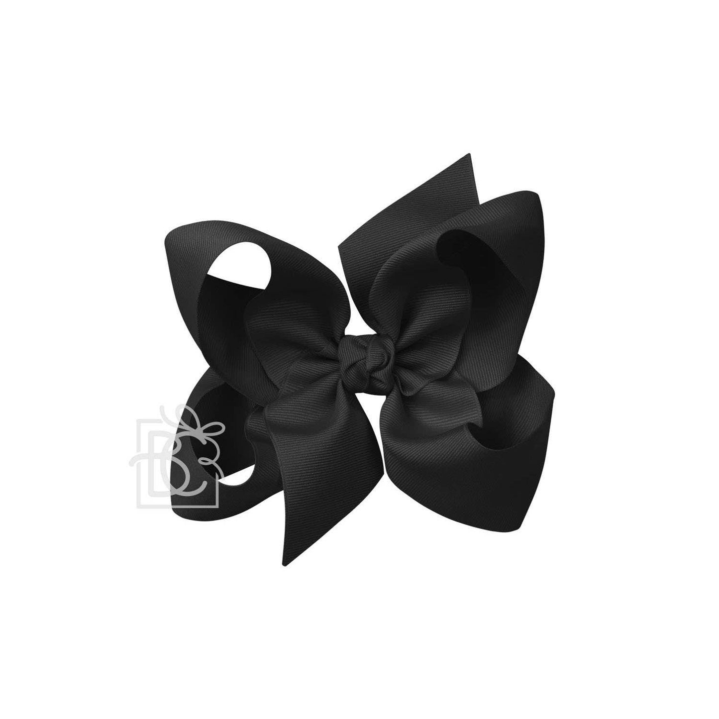SIGNATURE GROSGRAIN BOW ON CLIP: 6.5" Jumbo - 2.25" Ribbon on Lg. Alligator Clip / BLACK