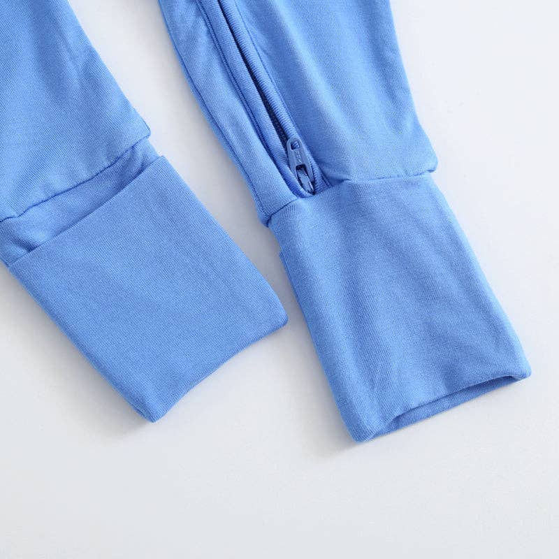 Pure Blue Zippered Romper NICU Friendly