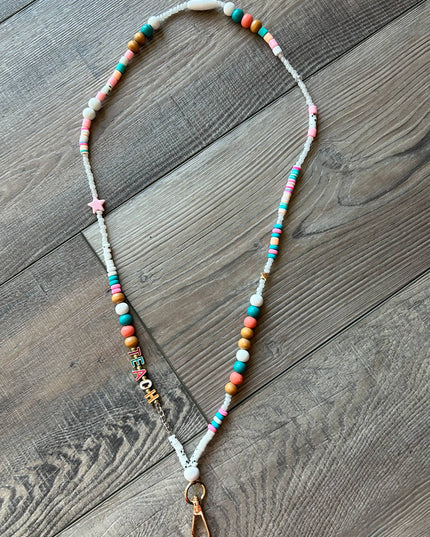 Teach Colorful Beaded Lanyard with Breakaway Clasp