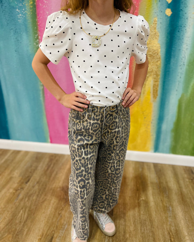 Leopard Relaxed Fit Cropped Denim
