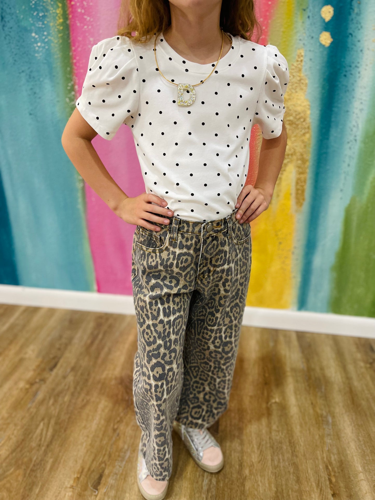 Leopard Relaxed Fit Cropped Denim