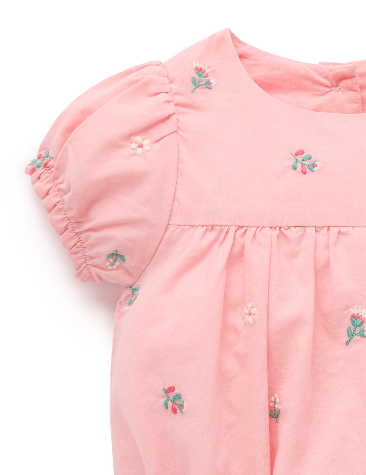 Pink Ruffled Embroidered Bodysuit