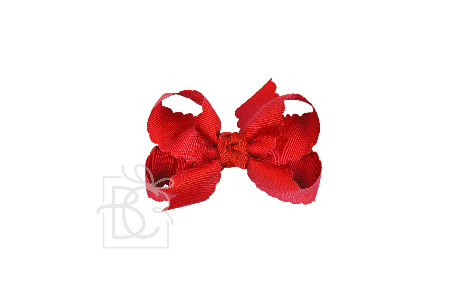 SCALLOPED EDGE BOW: Antique White / 3.5" Medium - 1.5" Ribbon on Alligator Clip