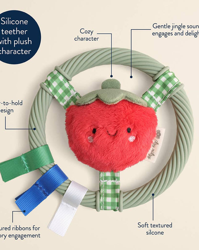 Itzy Ring Pal™ - Teething Ring with Plush Character: Taupe Bear