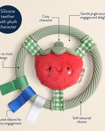 Itzy Ring Pal™ - Teething Ring with Plush Character: Red Tomato