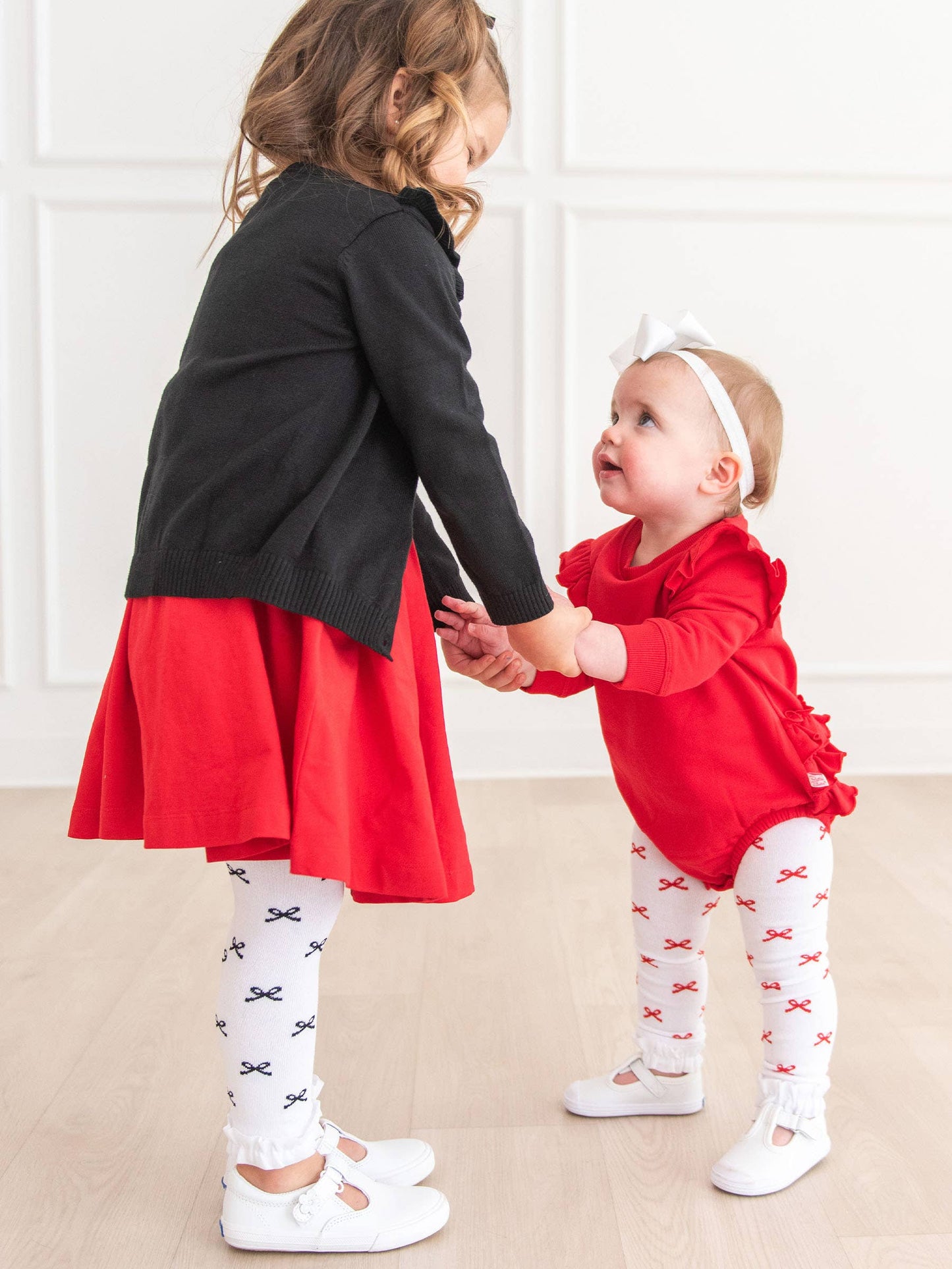 Red Bows Patterned Footless Ruffle Tights