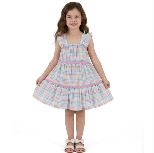 Ric Rac Tiered Dress | Spring Plaid