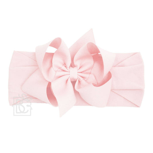 4.5" Grosgrain Bow Stretchy Headband | Light Pink