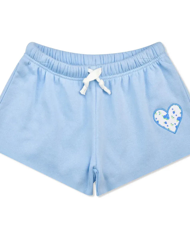 Blue Floral Sweat Shorts