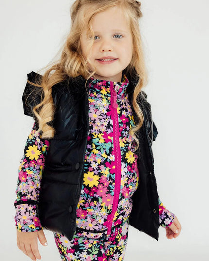 Black Checker Puffer Vest