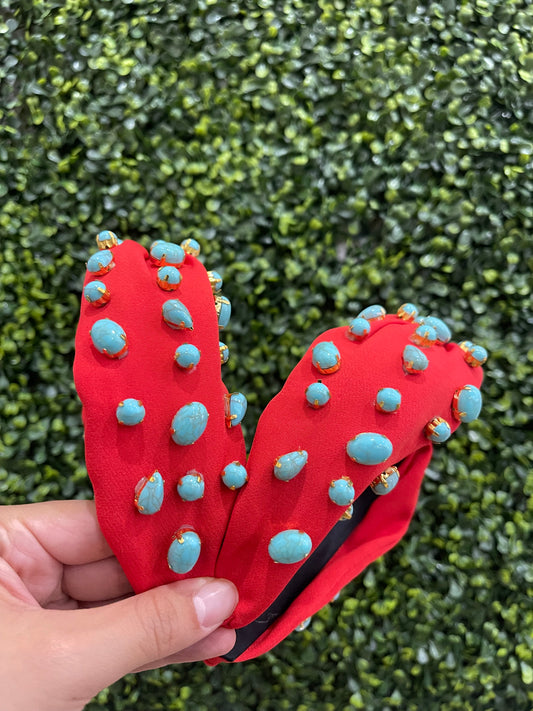 Red & Turquoise Stone Headband