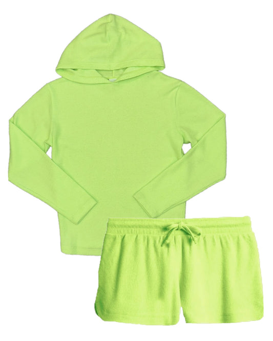 Cuddle Soft Waffle Knit Lounge Set | Lime