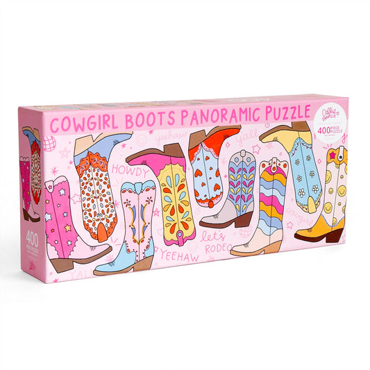 Western Cowgirl Boots - 400 Piece Panoramic Puzzle
