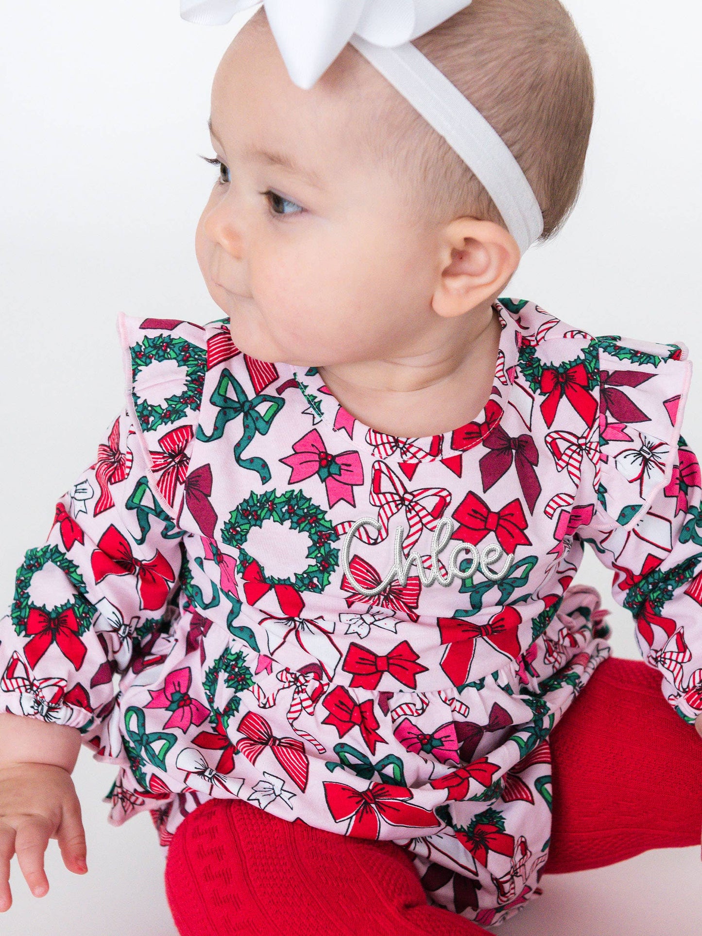 Holly Bow Knit Long Sleeve Flutter Bubble Romper