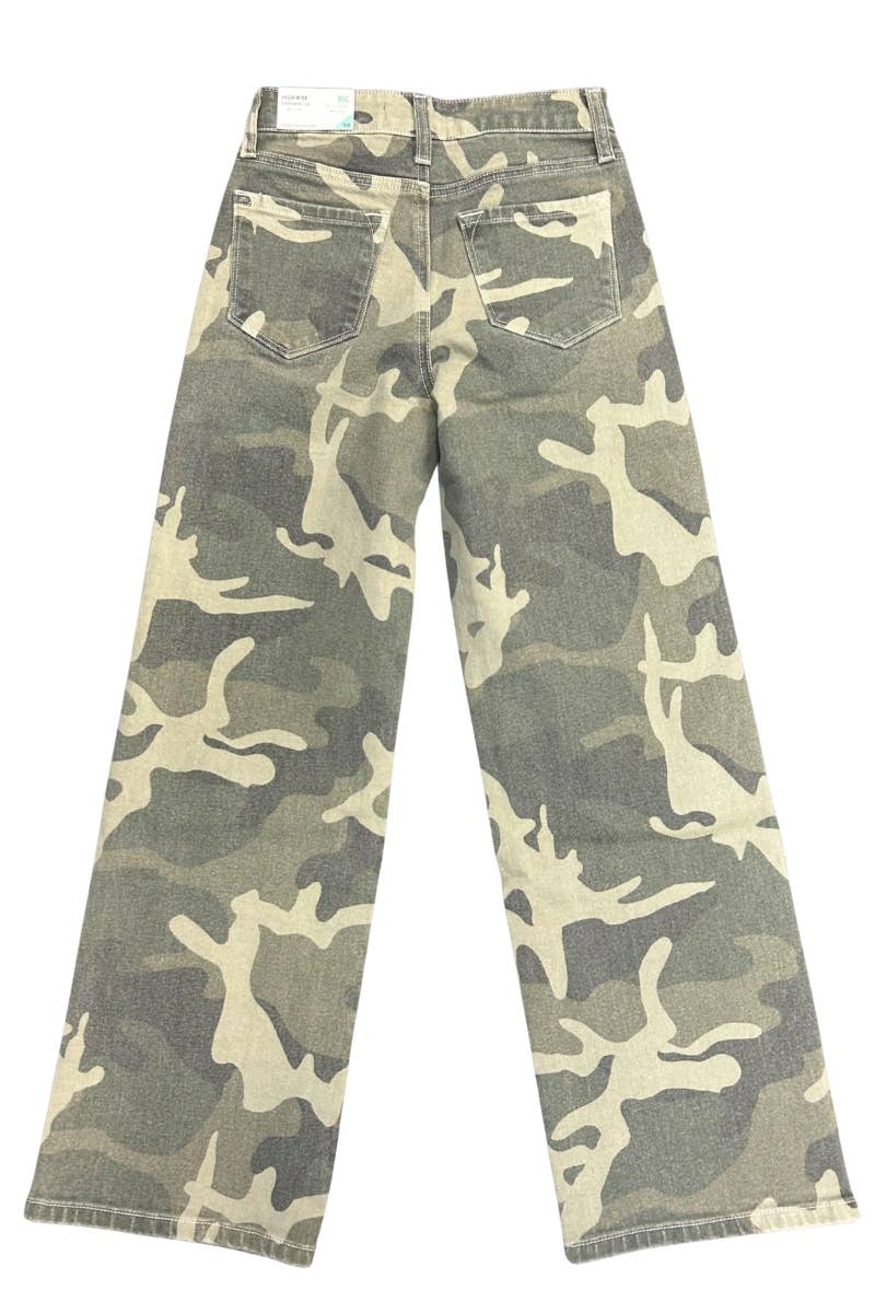 KanCan High Rise Wide Leg Camo Jeans