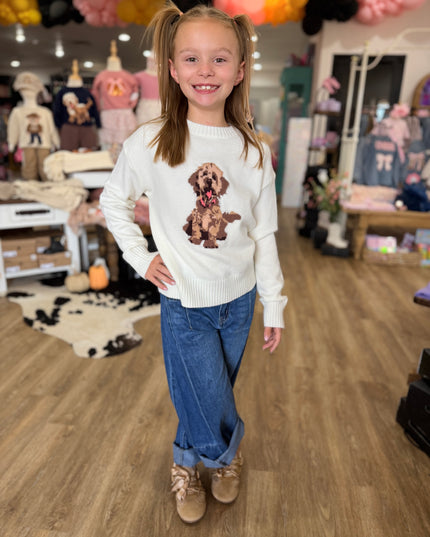 Doodle Patched Sweater Top | Ivory