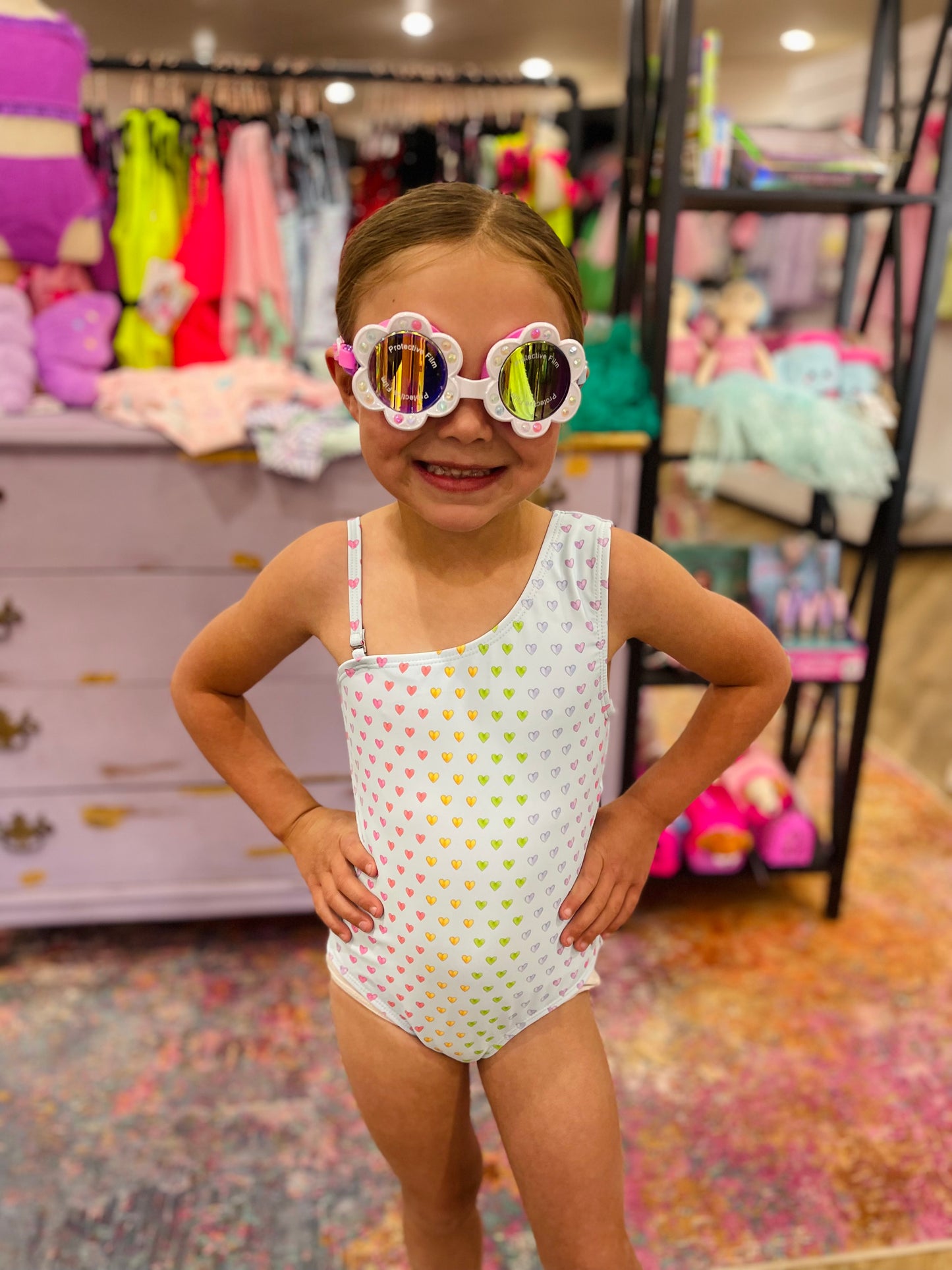 One Shoulder One Piece Swimsuit | Blue Hearts