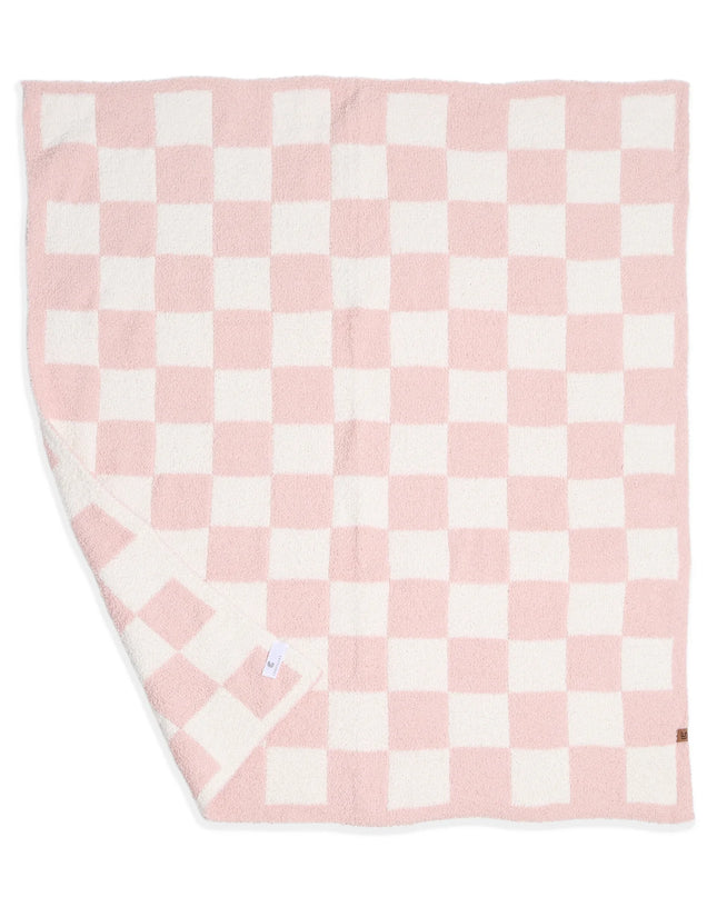 Children's Checkered Pattern Luxury Soft Throw Blanket | Pink
