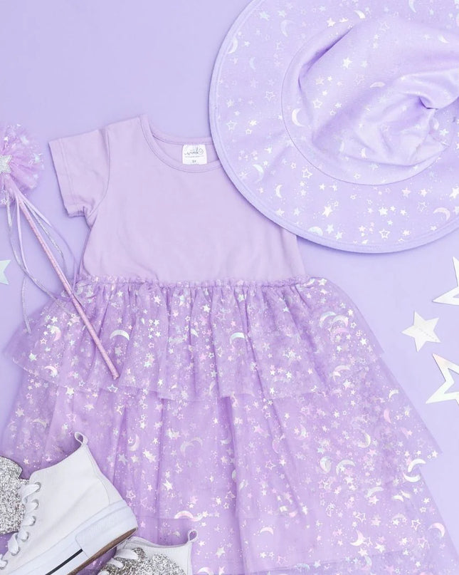 Lilac Star and Moon Halloween Tutu Dress