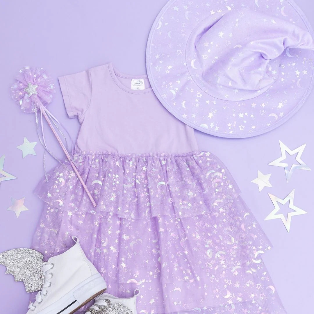 Lilac Star and Moon Halloween Tutu Dress