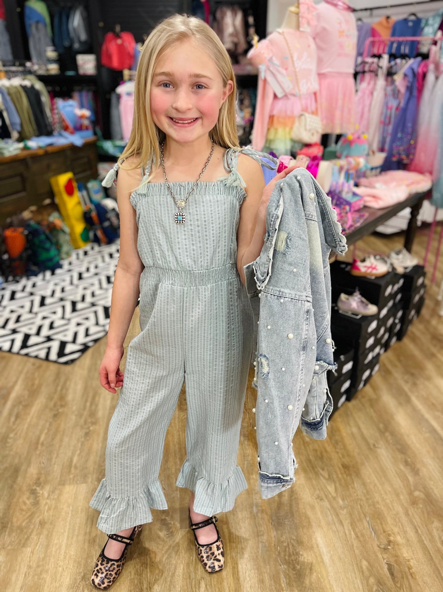 Dobby Smock Waist Jumper | Light Blue