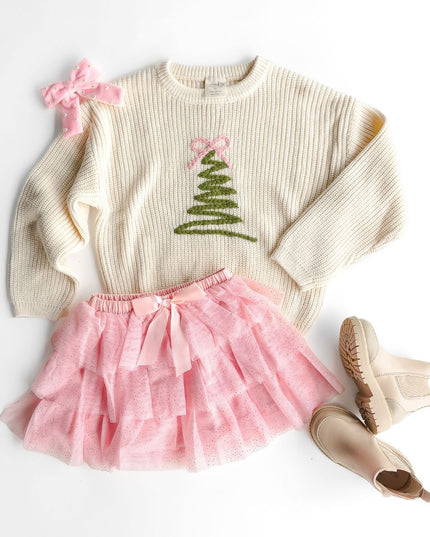 Coquette Christmas Tree Knit Sweater