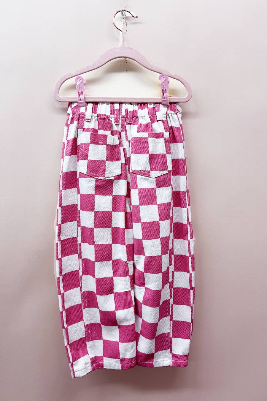 Checkered Barrel Jeans | Pink