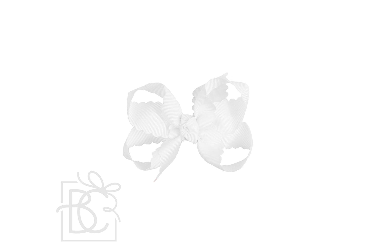 SCALLOPED EDGE BOW: Antique White / 3.5" Medium - 1.5" Ribbon on Alligator Clip