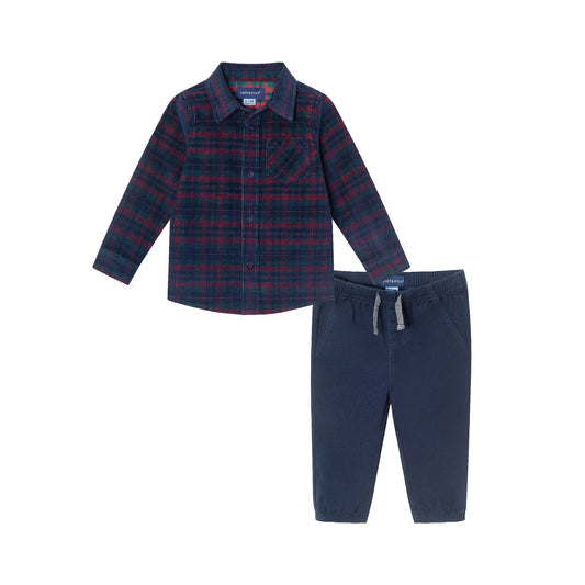 Corduroy Button Down & Navy Joggers Set