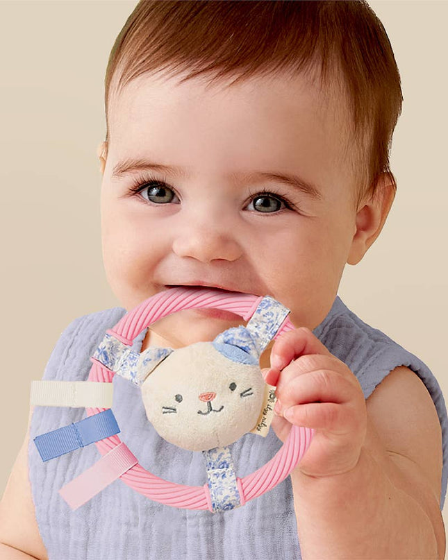Itzy Ring Pal™ - Teething Ring with Plush Character: Taupe Bear