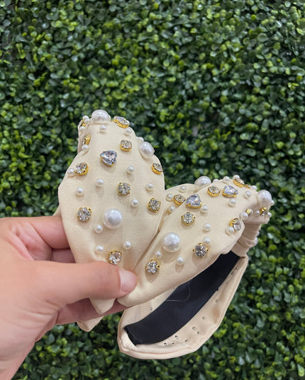 Cream Embellished Pearl Headband