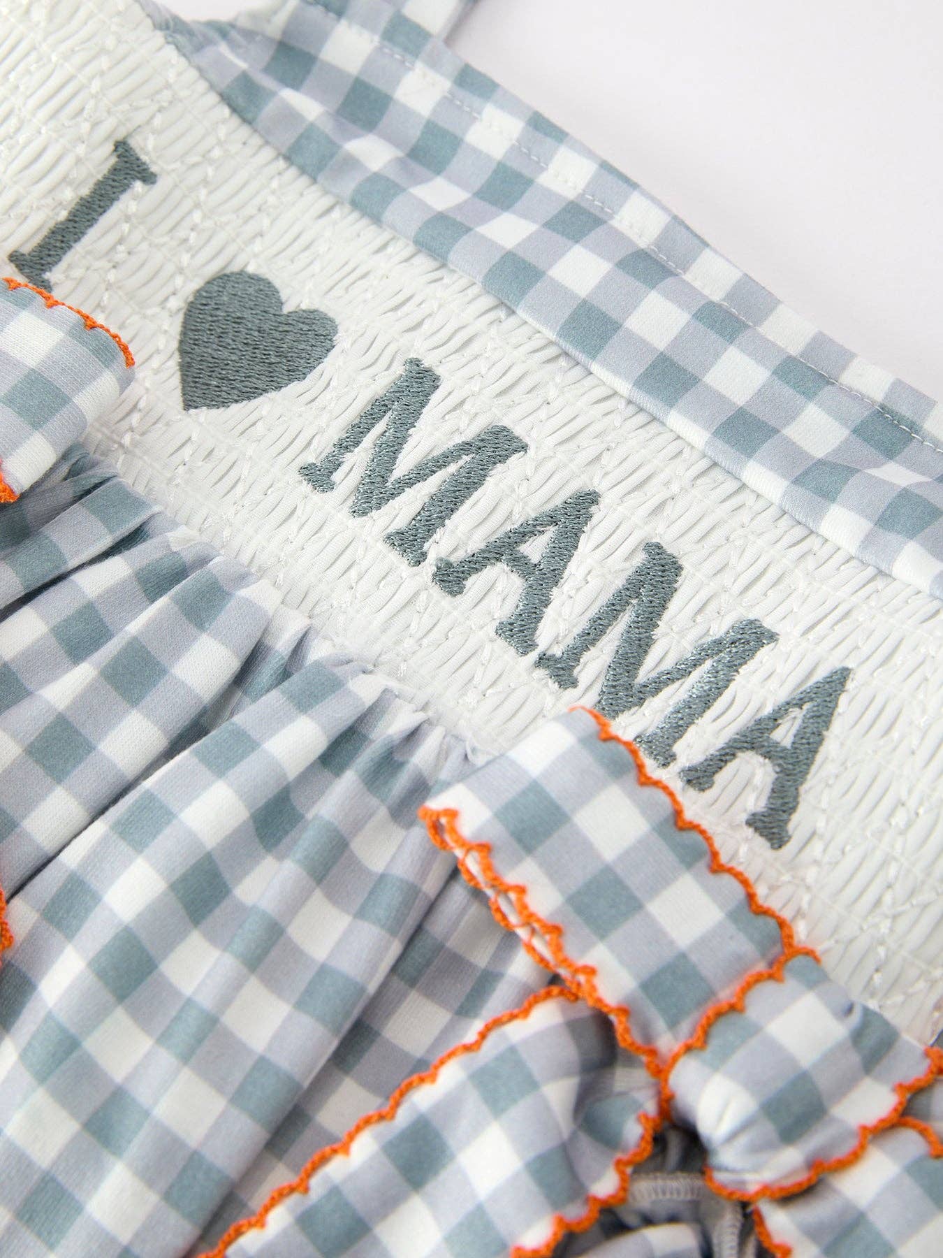 I ❤ MAMA” Girls Smocked Ruffle Romper