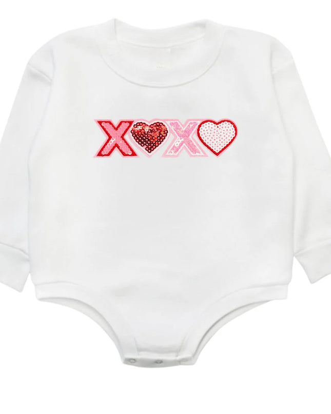 XOXO Sequin Patch Long Sleeve Romper