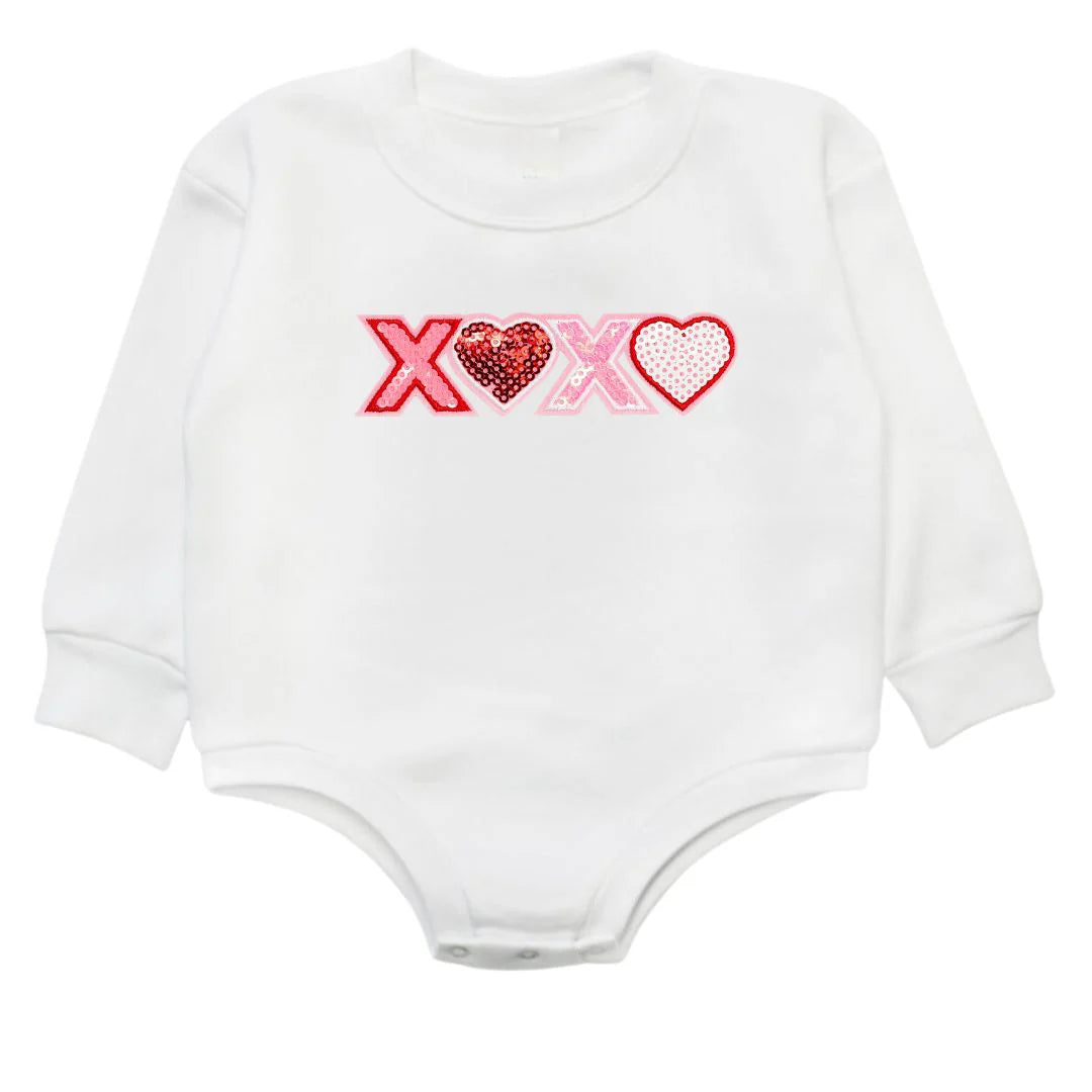 XOXO Sequin Patch Long Sleeve Romper
