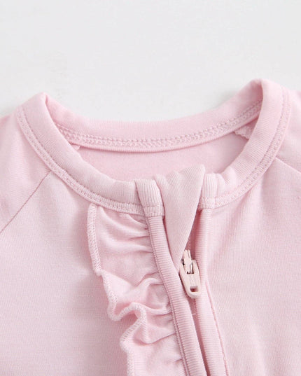 Dawn Ruffled Zippered Baby Romper | Pink