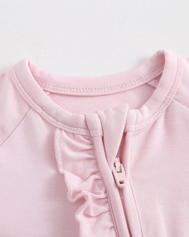 Dawn Ruffled Zippered Baby Romper | Pink